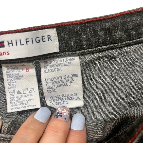 Vintage 90s Y2K Tommy Hilfiger Black Denim Jeans Zipper Pockets Size 6 Straight - Picture 5 of 8